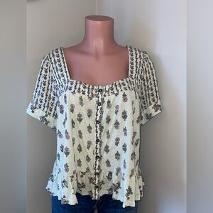 Lucky Brand Women's Block Print Button-Front Top
